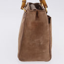 GUCCI Bamboo Hand Bag Suede Brown Gold 000 123 0316 Auth ka5718-4
