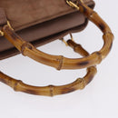 GUCCI Bamboo Hand Bag Suede Brown Gold 000 123 0316 Auth ka5718-7