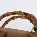 GUCCI Bamboo Hand Bag Suede Brown Gold 000 123 0316 Auth ka5718-8