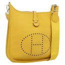 HERMES Evelyn 3PM Shoulder Bag Taurillon Clemence Leather Yellow Auth ka5719SAV-1