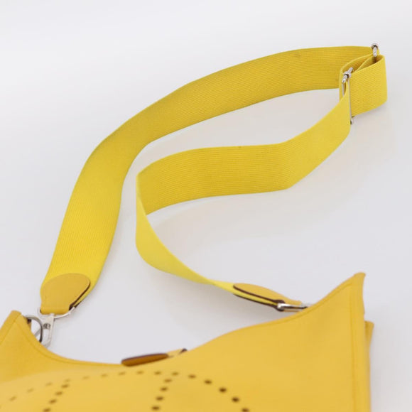 HERMES Evelyn 3PM Shoulder Bag Taurillon Clemence Leather Yellow Auth ka5719SAV