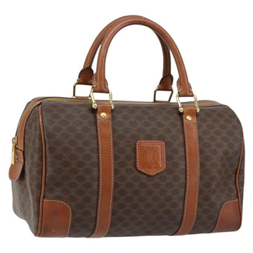 CELINE Macadam Canvas Hand Bag PVC Leather Brown Gold Auth ka572
