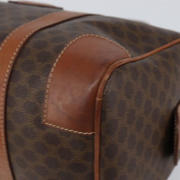 CELINE Macadam Canvas Hand Bag PVC Leather Brown Gold Auth ka572