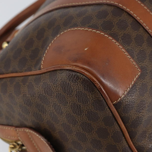 CELINE Macadam Canvas Hand Bag PVC Leather Brown Gold Auth ka572