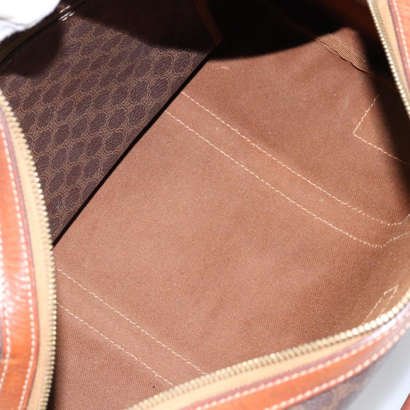 CELINE Macadam Canvas Hand Bag PVC Leather Brown Gold Auth ka572