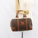 CELINE Macadam Canvas Hand Bag PVC Leather Brown Gold Auth ka572-23