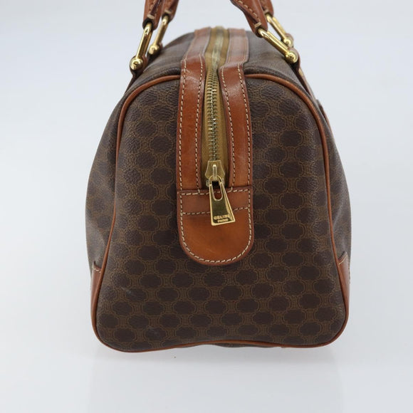CELINE Macadam Canvas Hand Bag PVC Leather Brown Gold Auth ka572