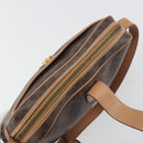 CELINE Macadam Canvas Shoulder Bag PVC Leather Brown Gold Auth ka5720A-10
