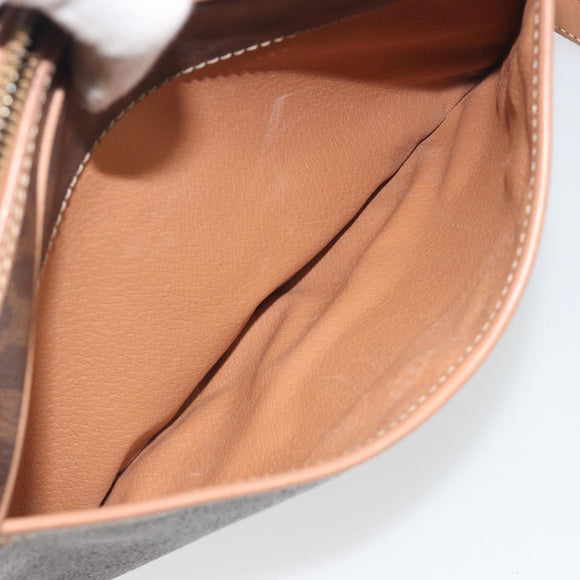 CELINE Macadam Canvas Shoulder Bag PVC Leather Brown Gold Auth ka5720A
