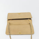 CHANEL Matelasse Chain Shoulder Bag Leather Beige Gold CC Auth ka5721-16