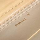 CHANEL Matelasse Chain Shoulder Bag Leather Beige Gold CC Auth ka5721-17