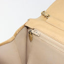 CHANEL Matelasse Chain Shoulder Bag Leather Beige Gold CC Auth ka5721-21