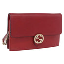GUCCI Chain Shoulder Wallet Leather Red Gold 510314 Auth ka5723A-1