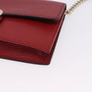 GUCCI Chain Shoulder Wallet Leather Red Gold 510314 Auth ka5723A-11