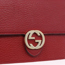 GUCCI Chain Shoulder Wallet Leather Red Gold 510314 Auth ka5723A-14