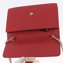 GUCCI Chain Shoulder Wallet Leather Red Gold 510314 Auth ka5723A-15
