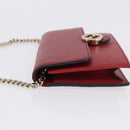 GUCCI Chain Shoulder Wallet Leather Red Gold 510314 Auth ka5723A-5