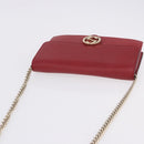 GUCCI Chain Shoulder Wallet Leather Red Gold 510314 Auth ka5723A-6