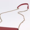 GUCCI Chain Shoulder Wallet Leather Red Gold 510314 Auth ka5723A-8