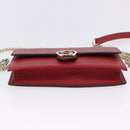 GUCCI Chain Shoulder Wallet Leather Red Gold 510314 Auth ka5723A-9