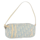Christian Dior Trotter Canvas Hand Pouch PVC Light Blue Silver Auth ka5724A-1