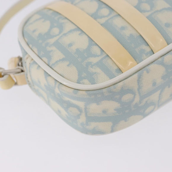 Christian Dior Trotter Canvas Hand Pouch PVC Light Blue Silver Auth ka5724A