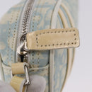 Christian Dior Trotter Canvas Hand Pouch PVC Light Blue Silver Auth ka5724A-10