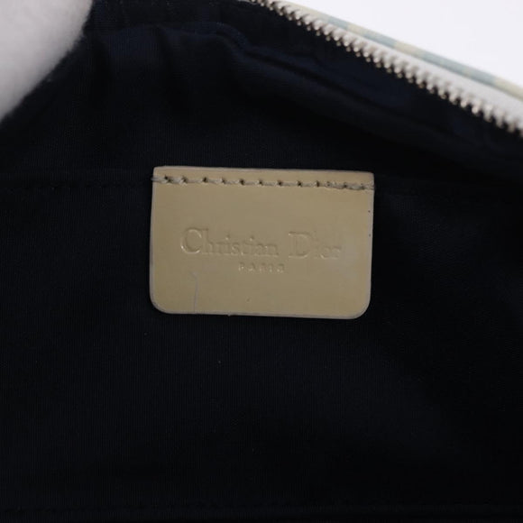 Christian Dior Trotter Canvas Hand Pouch PVC Light Blue Silver Auth ka5724A
