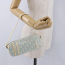 Christian Dior Trotter Canvas Hand Pouch PVC Light Blue Silver Auth ka5724A-21