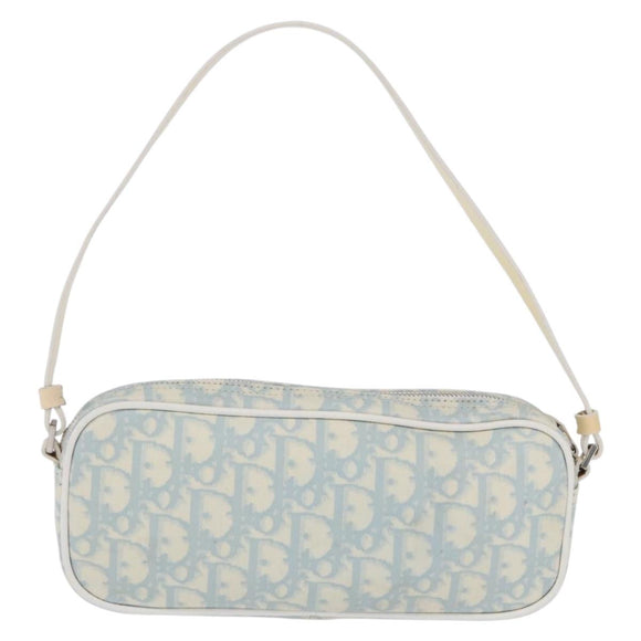 Christian Dior Trotter Canvas Hand Pouch PVC Light Blue Silver Auth ka5724A