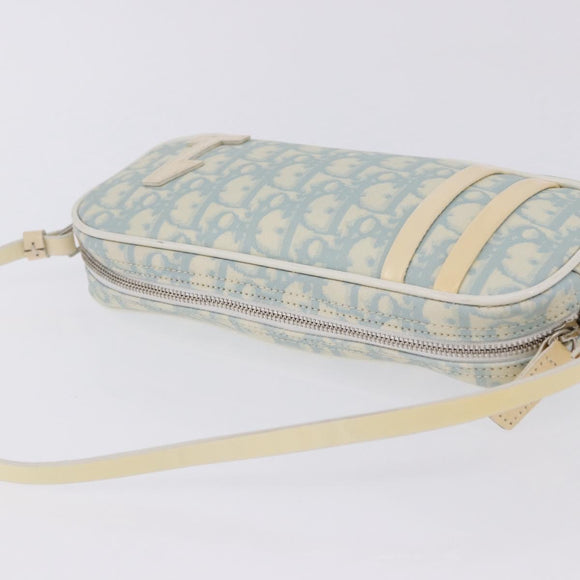 Christian Dior Trotter Canvas Hand Pouch PVC Light Blue Silver Auth ka5724A