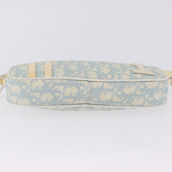 Christian Dior Trotter Canvas Hand Pouch PVC Light Blue Silver Auth ka5724A