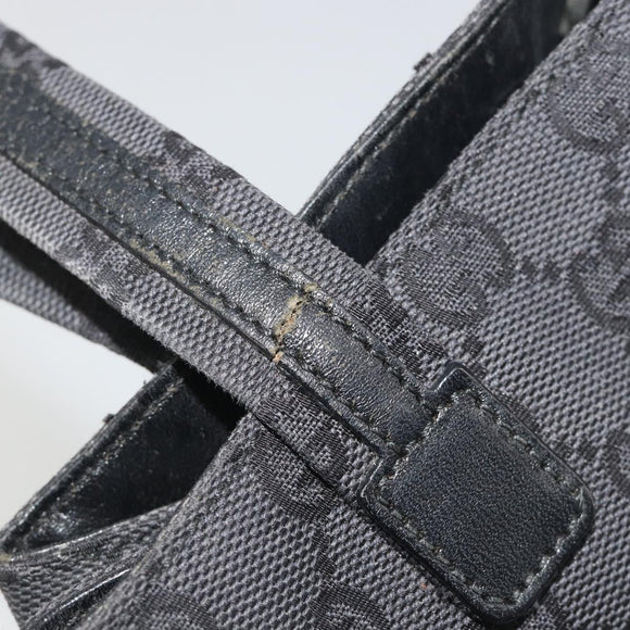 GUCCI GG Canvas Tote Bag Black Silver 002 1076 2684 Auth ka5725