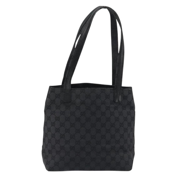 GUCCI GG Canvas Tote Bag Black Silver 002 1076 2684 Auth ka5725