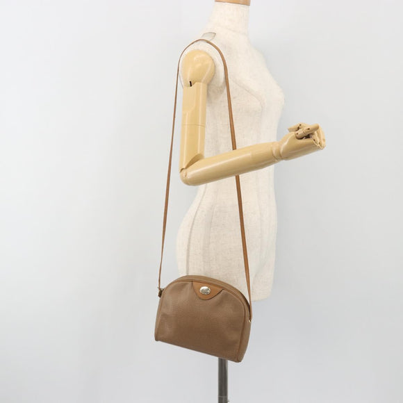 Christian Dior Shoulder Bag Leather Beige Gold Auth ka5732