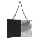 FENDI Chain Hand Bag Leather Silver Auth ka5733A-1