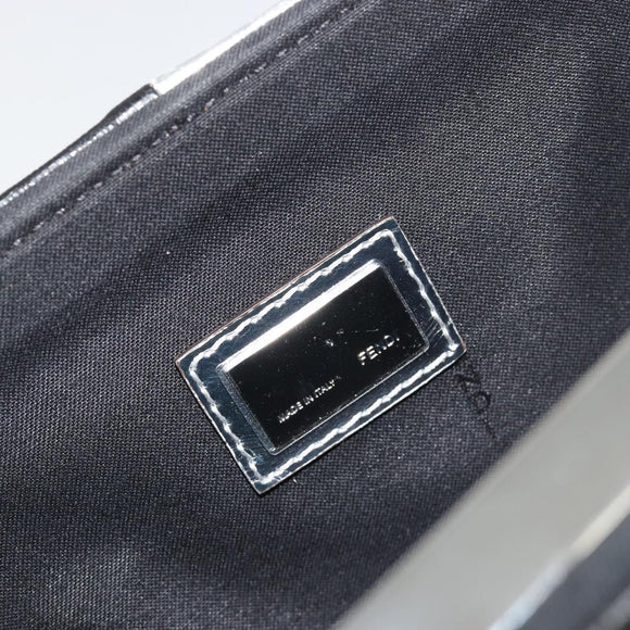 FENDI Chain Hand Bag Leather Silver Auth ka5733A