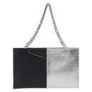 FENDI Chain Hand Bag Leather Silver Auth ka5733A-13