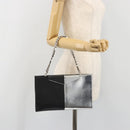FENDI Chain Hand Bag Leather Silver Auth ka5733A-20