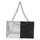FENDI Chain Hand Bag Leather Silver Auth ka5733A-2