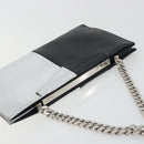 FENDI Chain Hand Bag Leather Silver Auth ka5733A-6