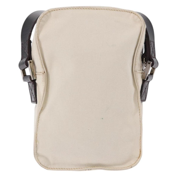 FENDI Shoulder Pouch Canvas Beige Silver Auth ka5734