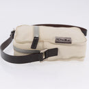 FENDI Shoulder Pouch Canvas Beige Silver Auth ka5734-4