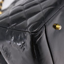 CHANEL Matelasse Chain Hand Bag Patent leather Black Gold CC Auth ka5737-11