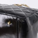 CHANEL Matelasse Chain Hand Bag Patent leather Black Gold CC Auth ka5737-14