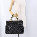 CHANEL Matelasse Chain Hand Bag Patent leather Black Gold CC Auth ka5737-23