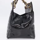 CHANEL Matelasse Chain Hand Bag Patent leather Black Gold CC Auth ka5737-4