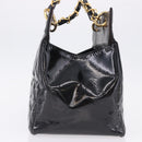 CHANEL Matelasse Chain Hand Bag Patent leather Black Gold CC Auth ka5737-5