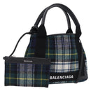 BALENCIAGA Cabas XS Tote Bag Wool 2way Green Silver 390346 Auth ka5745A-1