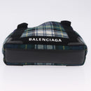 BALENCIAGA Cabas XS Tote Bag Wool 2way Green Silver 390346 Auth ka5745A-5